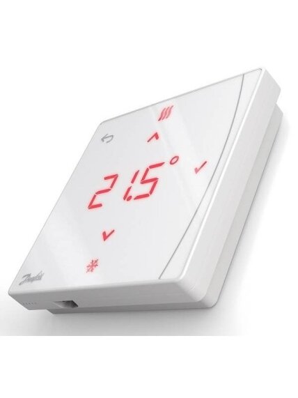 Icon2™ bevielis virštinkinis patalpos temperatūros/drėgmės termostatas su infr. spindulių grindų temperatūros jutikliu